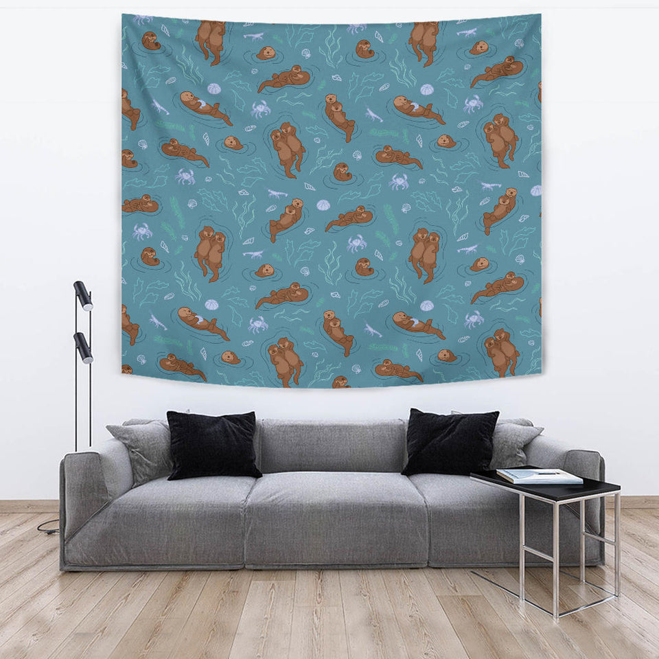 Sea Otters Pattern Wall Tapestry