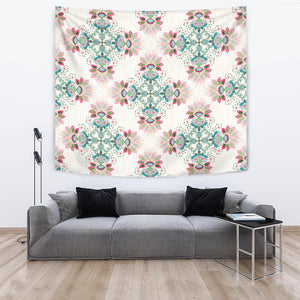 Square Floral Indian Flower Pattern Wall Tapestry