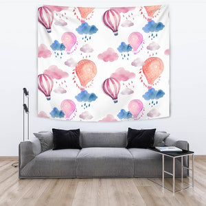 Watercolor Air Balloon Cloud Pattern Wall Tapestry