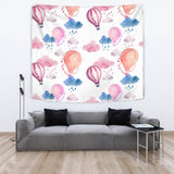 Watercolor Air Balloon Cloud Pattern Wall Tapestry