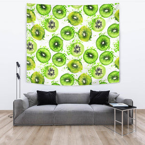 Watercolor Kiwi Pattern Wall Tapestry