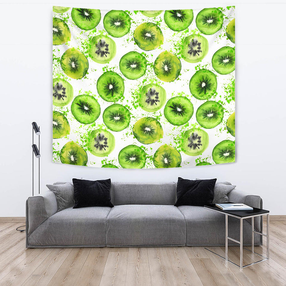 Watercolor Kiwi Pattern Wall Tapestry