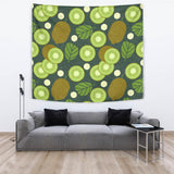 Whole Sliced Kiwi Leave And Flower Wall Tapestry