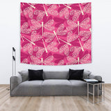 Beautiful Dragonfly Pink Background Wall Tapestry