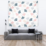 Black Gray Cream Coral Ginkgo Leaves Pattern Wall Tapestry