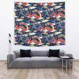 Blue Red Dragon Cloud Pattern Wall Tapestry