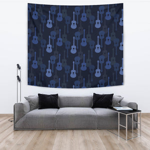 Blue Theme Guitar Pattern Wall Tapestry