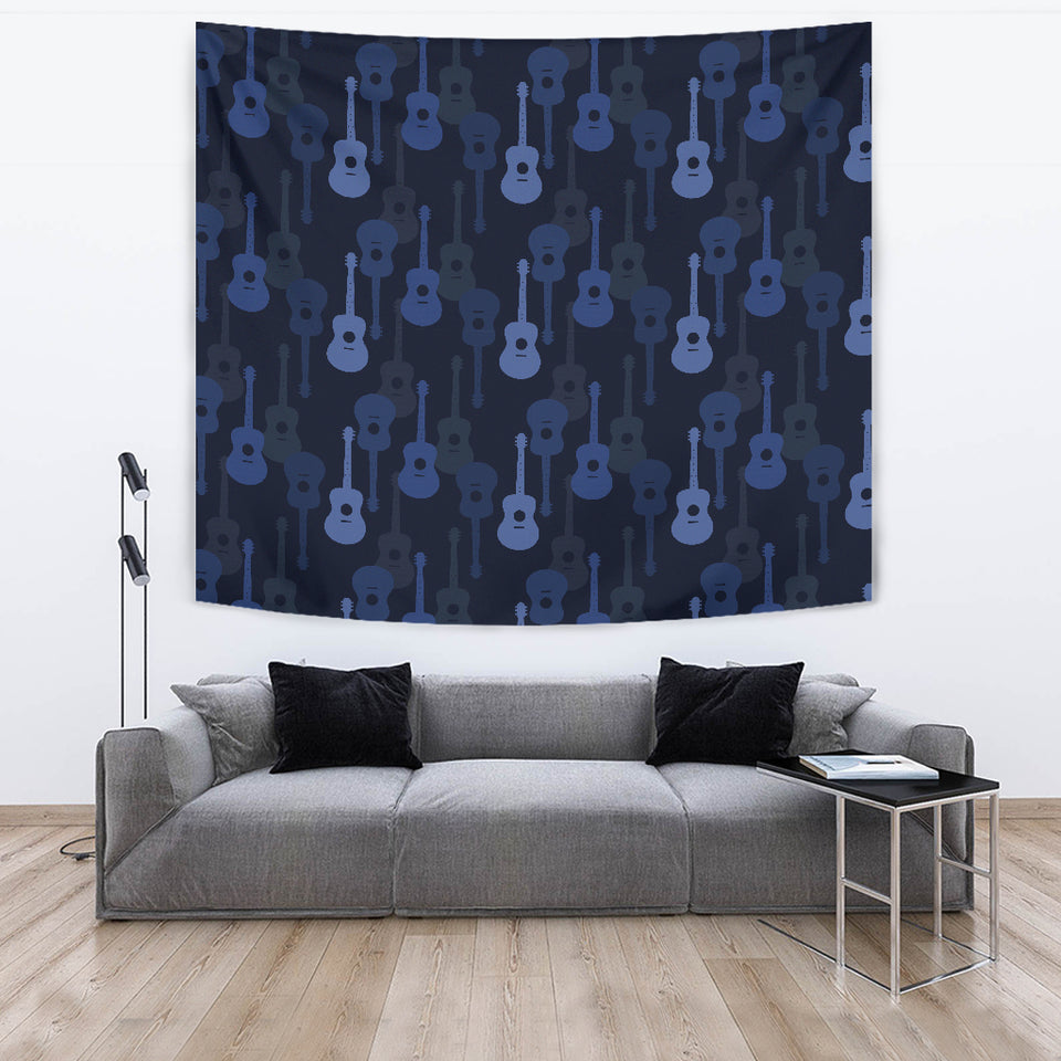 Blue Theme Guitar Pattern Wall Tapestry