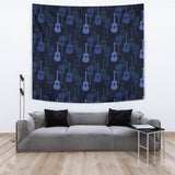 Blue Theme Guitar Pattern Wall Tapestry