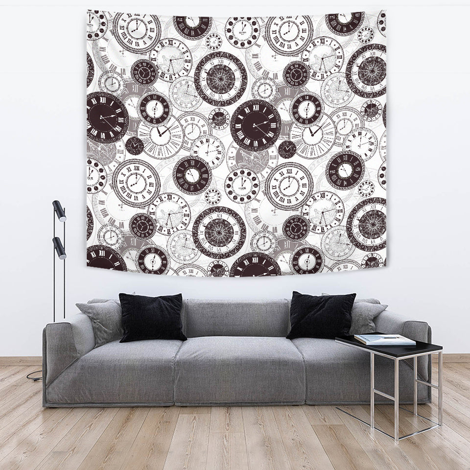 Classic Vintage Clock Pattern Wall Tapestry