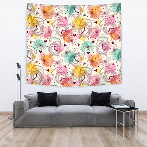 Clock Butterfly Pattern Wall Tapestry