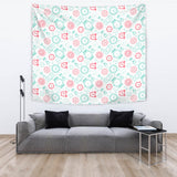 Clock Time Pattern Blackground Wall Tapestry