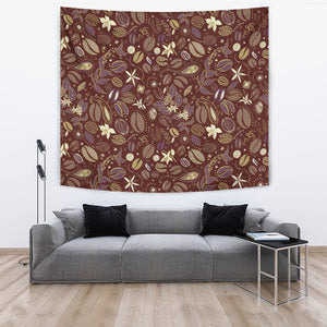 Coffee Bean Flower Pattern Wall Tapestry