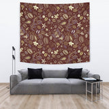 Coffee Bean Flower Pattern Wall Tapestry