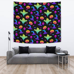 Colorful Halloween Background Wall Tapestry