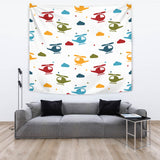 Colorful Helicopter Pattern Wall Tapestry