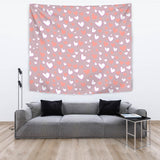 Coral White Heart Pattern Wall Tapestry