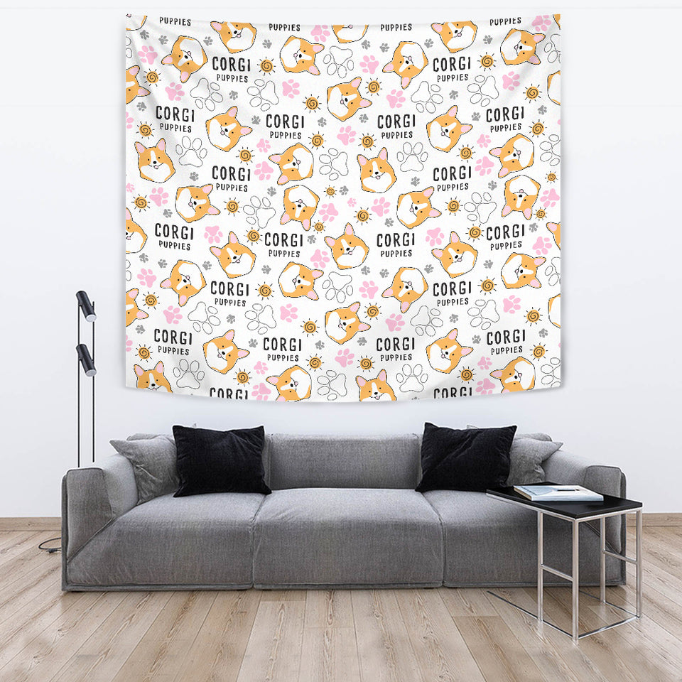 Corgi Dog Pattern Wall Tapestry