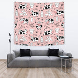 Cows Milk Product Pink Background Wall Tapestry