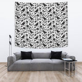 Crow Dark Floral Pattern Wall Tapestry