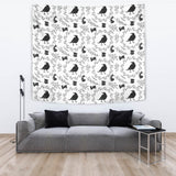 Crows Floral Wreath Rabbit Pattern Wall Tapestry