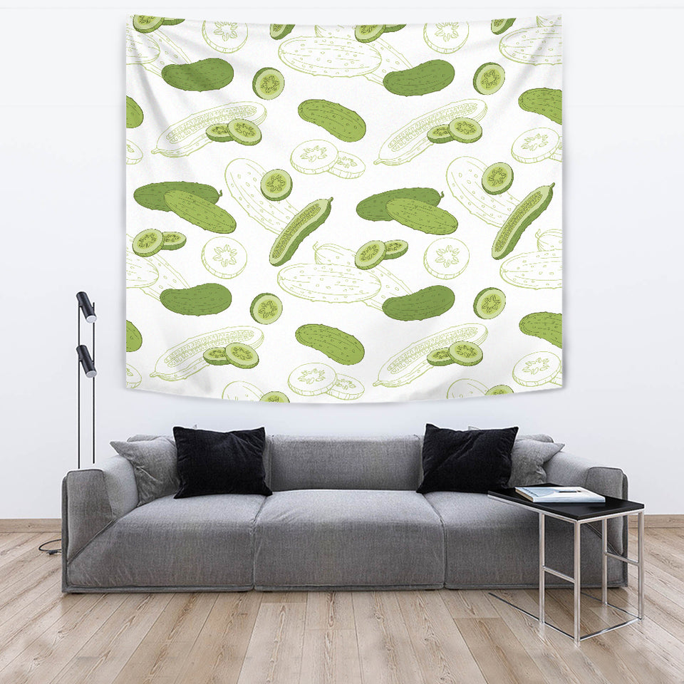 Cucumber Sketch Pattern Wall Tapestry