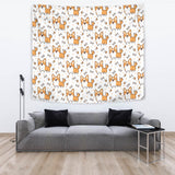 Cute Corgi Heart Star Bone Pattern Wall Tapestry