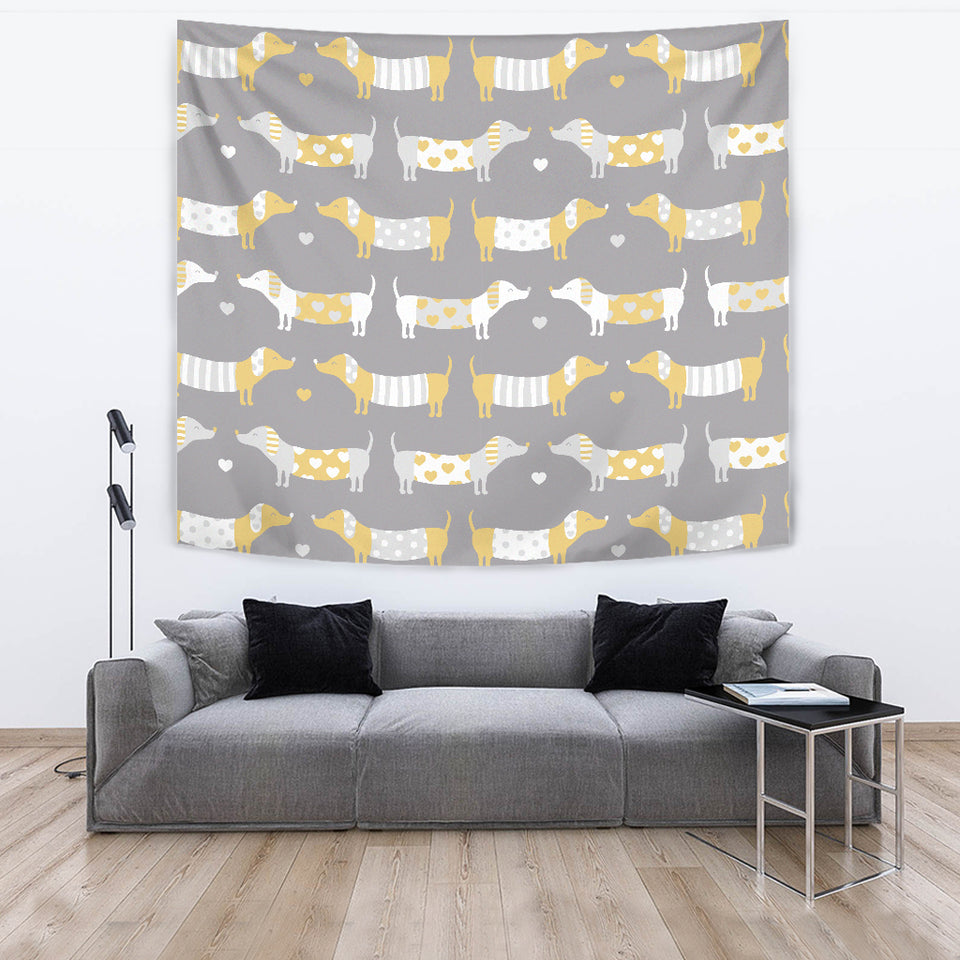 Cute Dachshund Dog Pattern Wall Tapestry