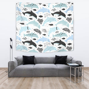 Cute Dolphins Childish Style Pattern Wall Tapestry