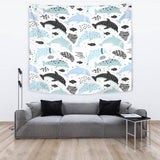 Cute Dolphins Childish Style Pattern Wall Tapestry