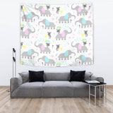 Cute Elephant Mouse Pattern Wall Tapestry