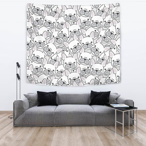 Cute French Bulldog Head Pattern Wall Tapestry
