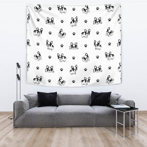 Cute French Bulldog Paw Pattern Wall Tapestry