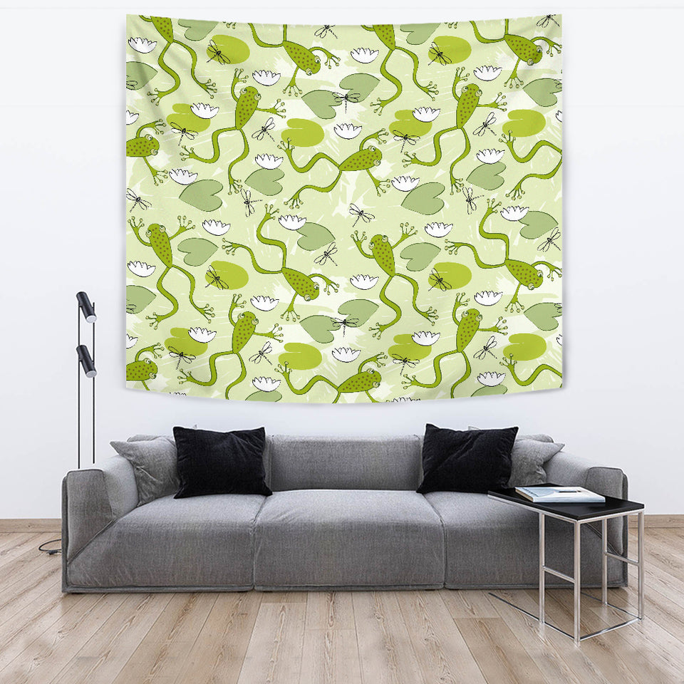 Cute Frog Dragonfly Pattern Wall Tapestry