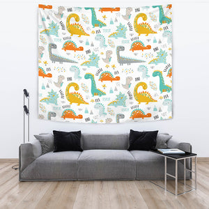 Cute Funny Kids Dinosaurs Pattern Wall Tapestry