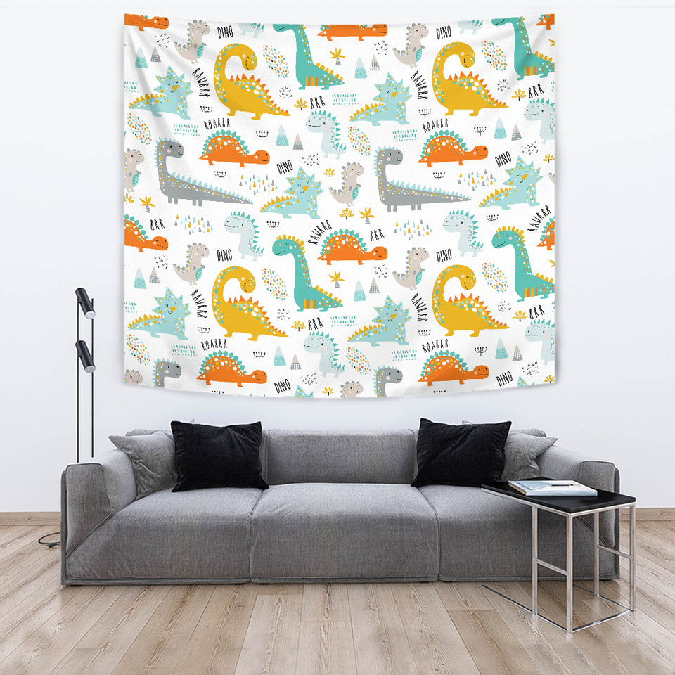 Cute Funny Kids Dinosaurs Pattern Wall Tapestry