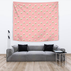 Cute Hamster Cheese Pattern Pink Background Wall Tapestry