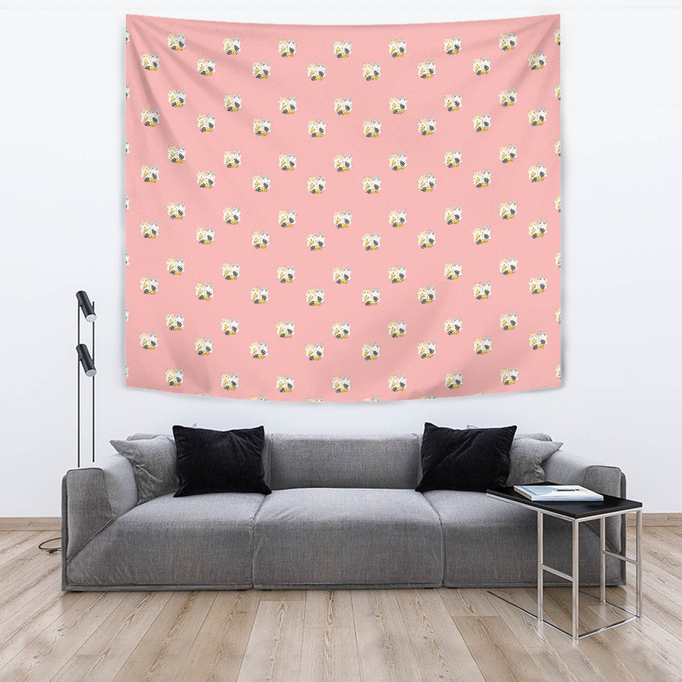 Cute Hamster Cheese Pattern Pink Background Wall Tapestry
