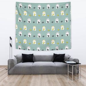 Cute Hamster Cheese Pattern Wall Tapestry