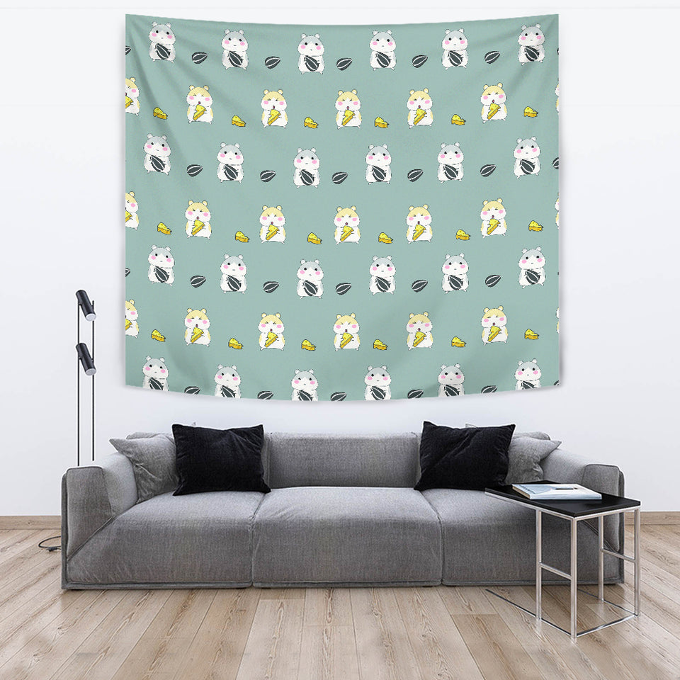 Cute Hamster Cheese Pattern Wall Tapestry