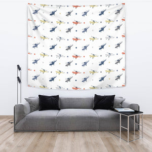 Cute Helicopter Star Pattern Wall Tapestry