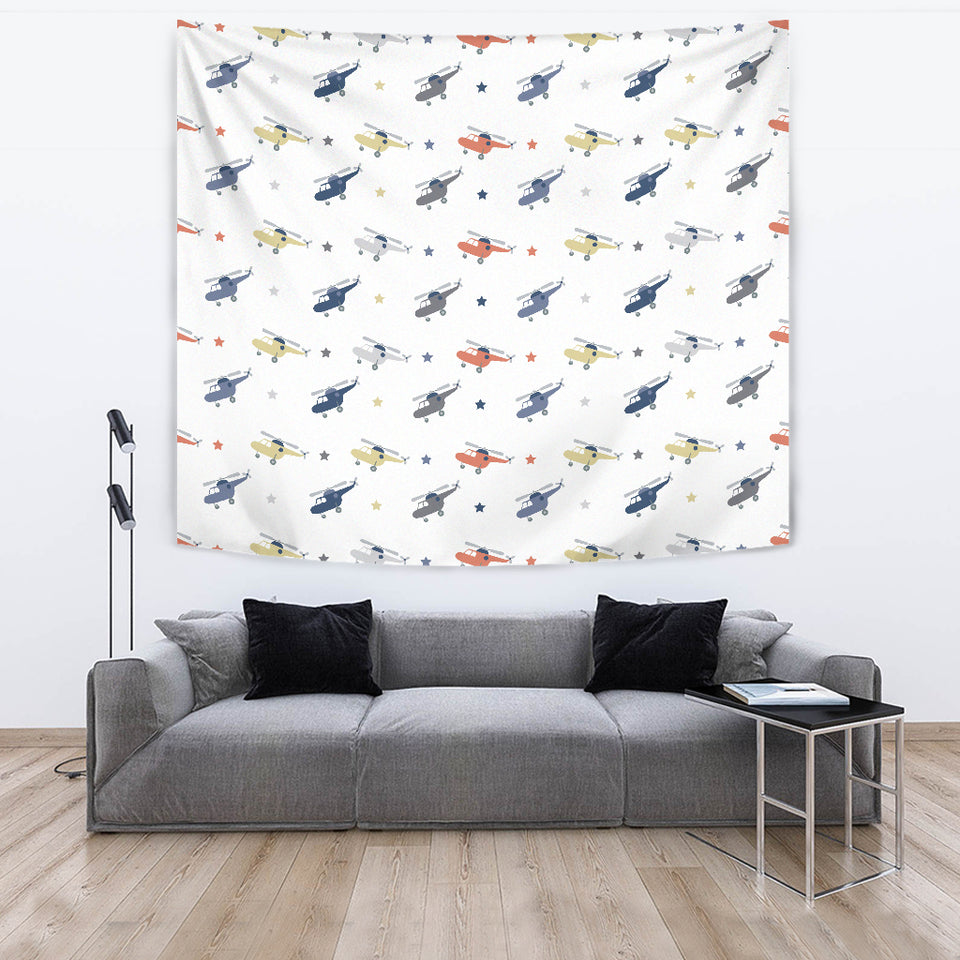 Cute Helicopter Star Pattern Wall Tapestry
