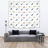 Cute Helicopter Star Pattern Wall Tapestry