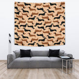 Dachshund Floral Background Wall Tapestry