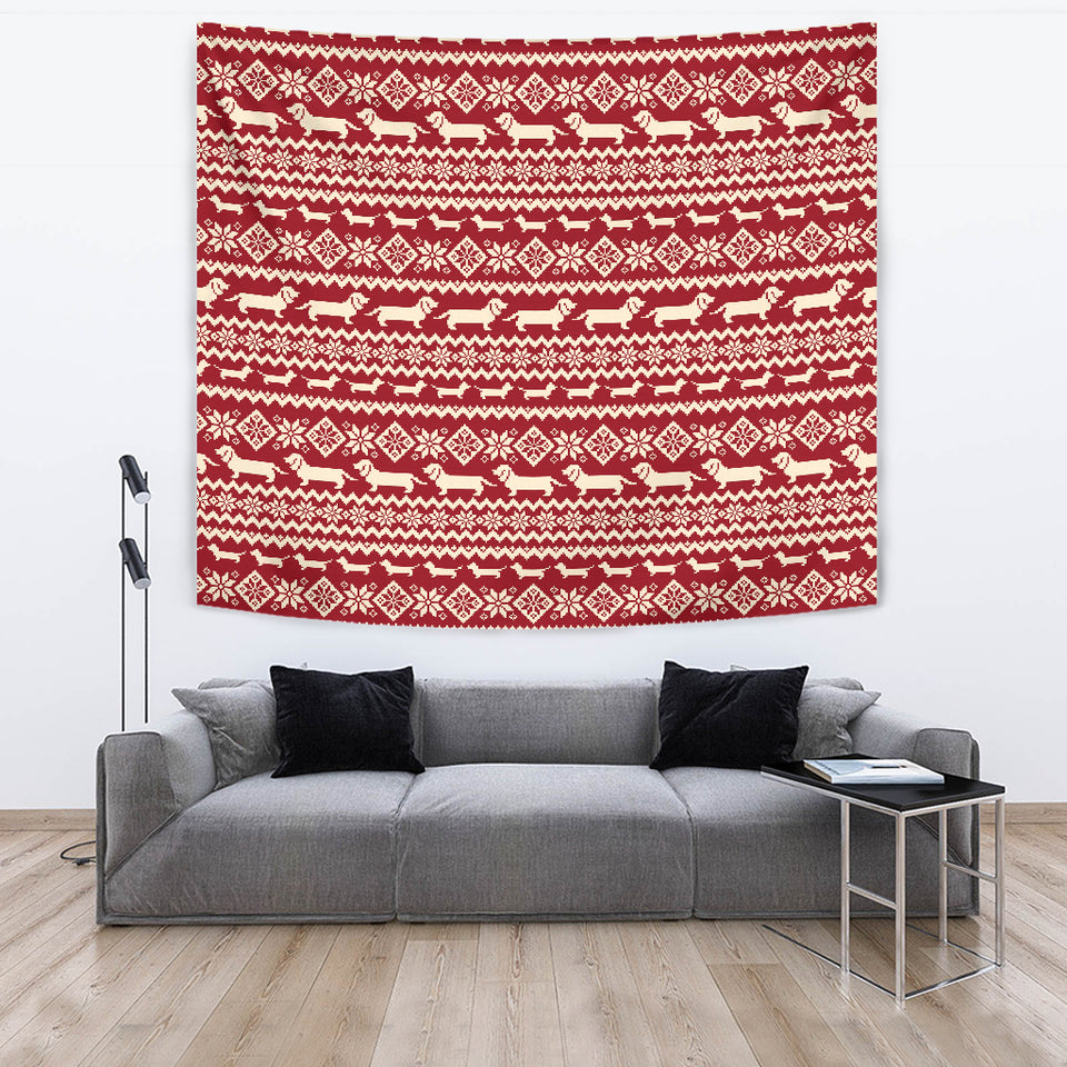 Dachshund Nordic Pattern Wall Tapestry