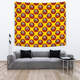 Daruma Japanese Wooden Doll Yellow Background Wall Tapestry