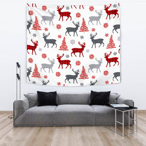 Deer Tree Snowflakes Chrismas Pattern Wall Tapestry