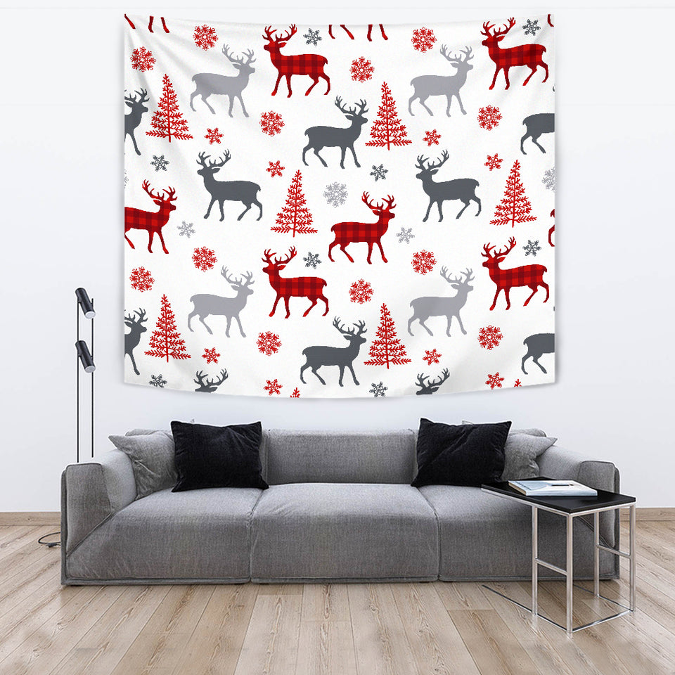 Deer Tree Snowflakes Chrismas Pattern Wall Tapestry