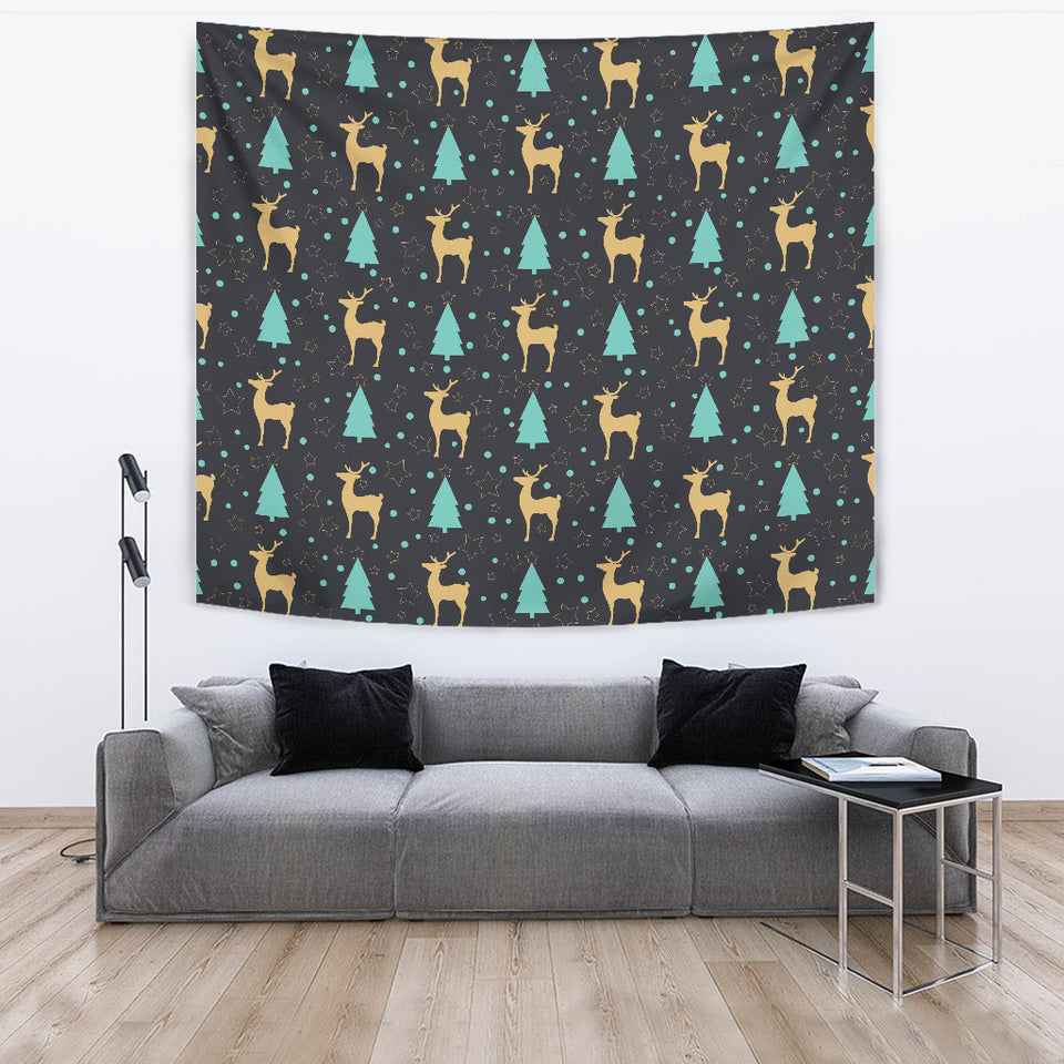 Deers Star Tree Pattern Wall Tapestry