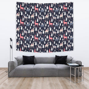 Deers Winter Christmas Pattern Wall Tapestry